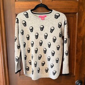 Catherine Malandrino Gray and Black cashmere Sweater skull